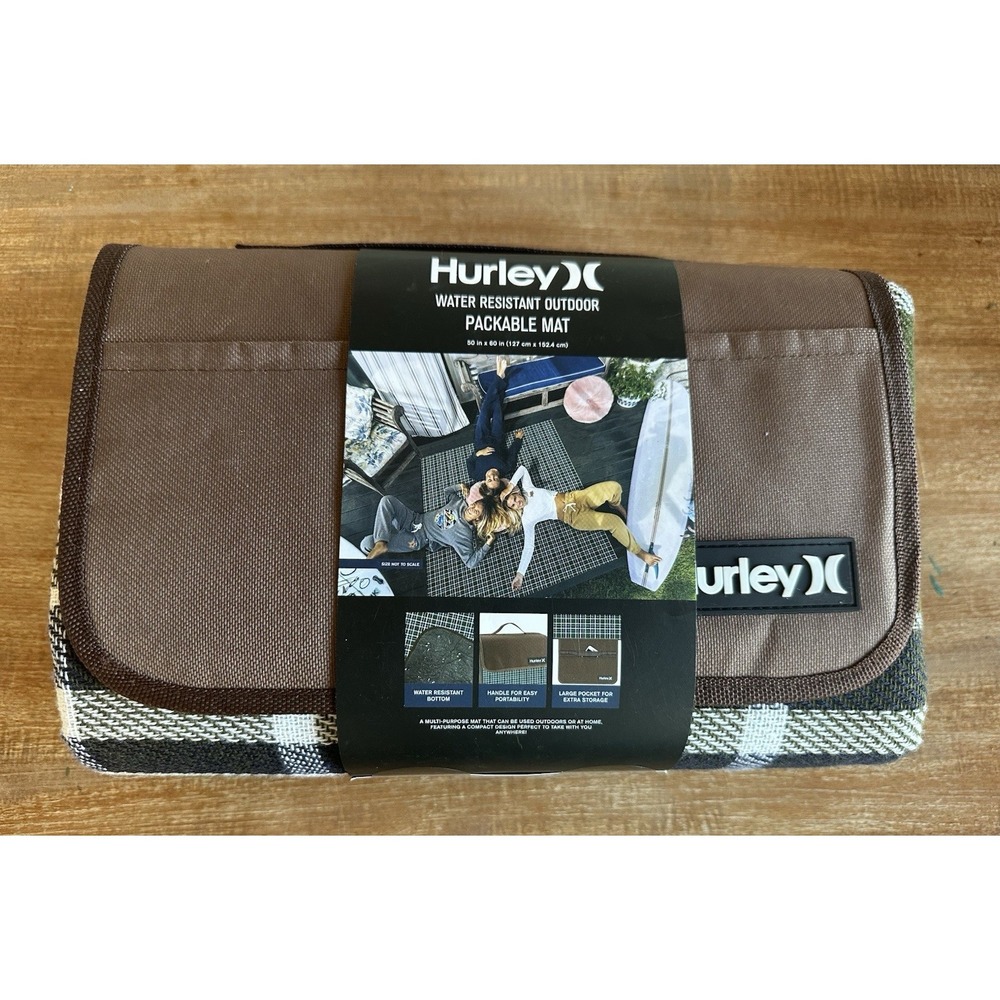 Hurley Water Resistant Outdoor Packable Mat Camping 50 X 60" New
